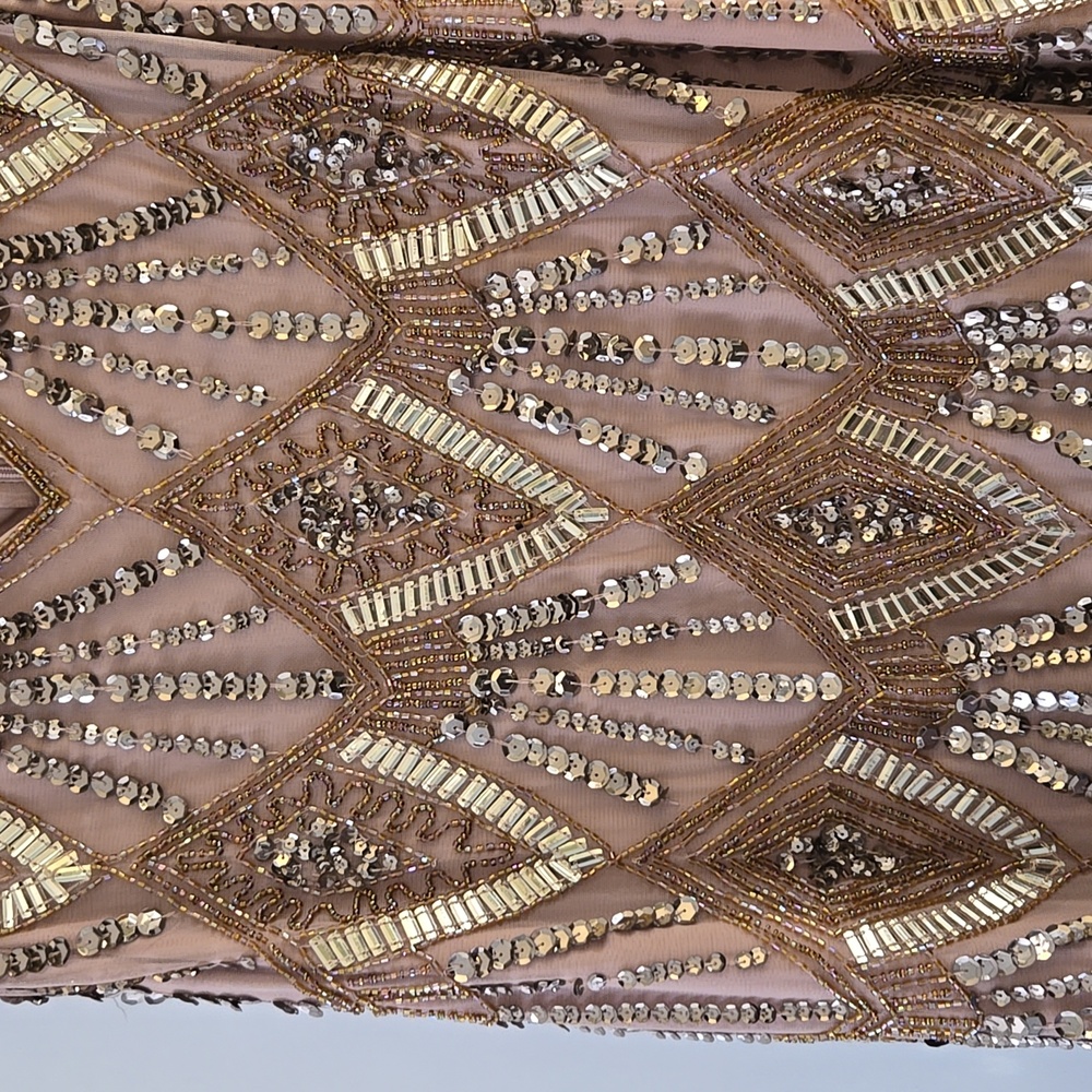 Joanna Hope Gold & Brown Embellished Sequence  High Low Maxi Formal Dress - Picture 3 of 6